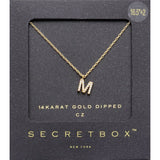 -M- Secret Box 14K Gold Dipped Cubic Zirconia Initial Monogram Pendant Necklace
