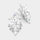 Women's Marquise Crystal Cluster Clip on Evening Earrings