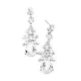 Marquise Crystal Teardrop Accented Evening Earrings