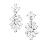 Marquise Glass Crystal Oval Cluster Vine Evening Earrings