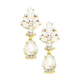 Marquise Glass Crystal Teardrop Dangle Evening Earrings