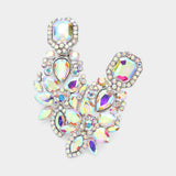 Women's Marquise Square Stone Pointed Evening Clip On Earrings