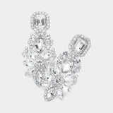 Women's Marquise Square Stone Pointed Evening Clip On Earrings