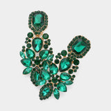 Women's Marquise Square Stone Pointed Evening Clip On Earrings
