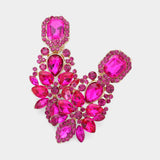 Women's Marquise Square Stone Pointed Evening Clip On Earrings