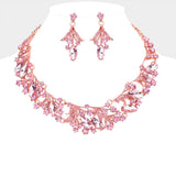 Marquise Stone Accented Leaf Evening Necklace