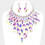 Marquise Stone Cluster Vine Evening Necklace
