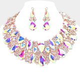 Marquise Teardrop Stone Accented Evening Necklace