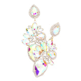 Marquise Teardrop Stone Cluster Dangle Evening Earrings