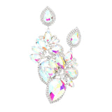 Marquise Teardrop Stone Cluster Dangle Evening Earrings