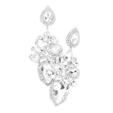Marquise Teardrop Stone Cluster Dangle Evening Earrings