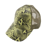 Matte Snake Print High Ponytail C.C Ball Cap