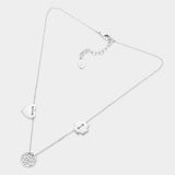 Metal Heart Filigree Round Pendant Necklace