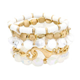 Metal Heart Heishi Natural Stone Stretch Bracelets