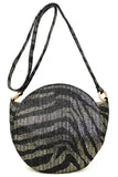 Metallic Zebra Print Round Bag