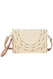 Mix Color Detail Straw Summer Clutch Crossbody Bag