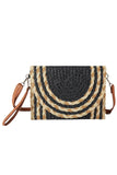 Mix Color Detail Straw Summer Clutch Crossbody Bag