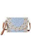 Mix Color Detail Straw Summer Clutch Crossbody Bag