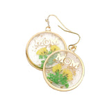 MOM Pressed Flower Clear Lucite Round Earrings