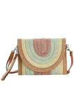 Multicolor Striped Straw Clutch Crossbody Bag