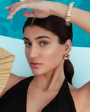 Nathalia Sculpted Hammered Drop Earrings Gold