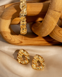 Nathalia Sculpted Hammered Drop Earrings Gold