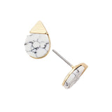 Natural Stone Accented Teardrop Detail Stud Earrings