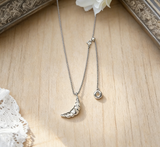 Silver Minimalist Croissant Donut Long Necklace