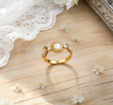 18K Gold Stainless Steel Sunflower Ring