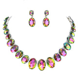 Oval Stone Link Evening Necklace