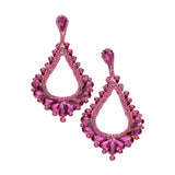Oversized Cut Out Cluster Vine Accented Teardrop Earrings