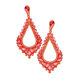Oversized Cut Out Cluster Vine Accented Teardrop Earrings