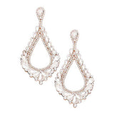 Oversized Cut Out Cluster Vine Accented Teardrop Earrings