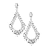 Oversized Cut Out Cluster Vine Accented Teardrop Earrings