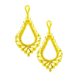 Oversized Cut Out Cluster Vine Accented Teardrop Earrings