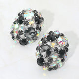 Women's Oversized Rhinestone Cluster Evening Clip On Earrings