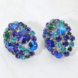 Women's Oversized Rhinestone Cluster Evening Clip On Earrings