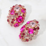 Women's Oversized Rhinestone Cluster Evening Clip On Earrings