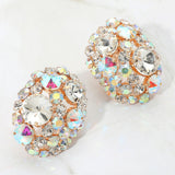 Women's Oversized Rhinestone Cluster Evening Clip On Earrings