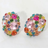 Women's Oversized Rhinestone Cluster Evening Clip On Earrings