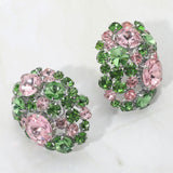 Women's Oversized Rhinestone Cluster Evening Clip On Earrings