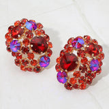 Women's Oversized Rhinestone Cluster Evening Clip On Earrings
