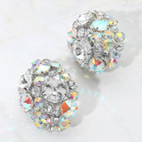 Women's Oversized Rhinestone Cluster Evening Clip On Earrings