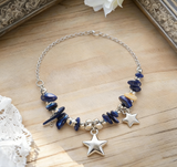 Colorful Chip Stone Boho Sun Moon Necklace
