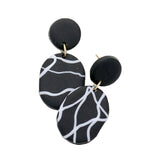 Patterned Oval Polymer Clay Dangle Earrings