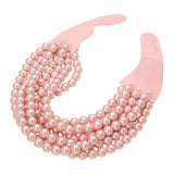 Women's Pearl Beaded Multi Layered Faux Leather Magnetic Necklace