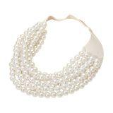 Women's Pearl Beaded Multi Layered Faux Leather Magnetic Necklace