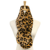 Pearl Embellished Faux Fur Pom Pom Pull Through Scarf