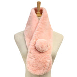 Pearl Embellished Faux Fur Pom Pom Pull Through Scarf