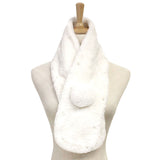 Pearl Embellished Faux Fur Pom Pom Pull Through Scarf